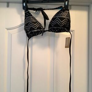 Arizona Jean Co Swimwear Women's Black Silver Bikini Top Size L Padded